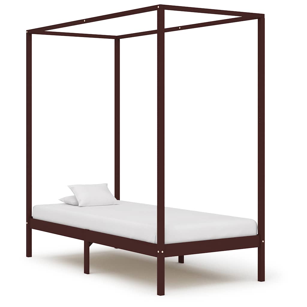 Vidaxl hemelbedframe massief grenenhout donkerbruin 100x200 cm