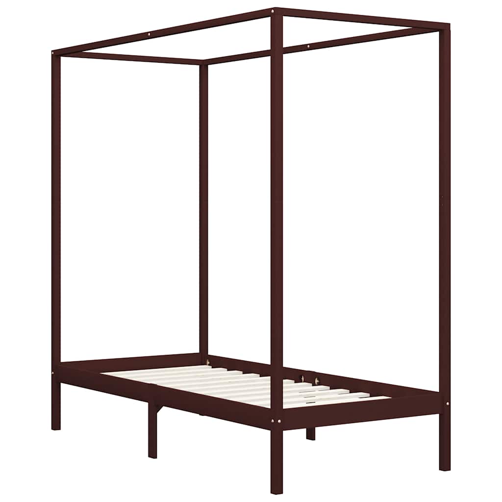 Vidaxl hemelbedframe massief grenenhout donkerbruin 100x200 cm