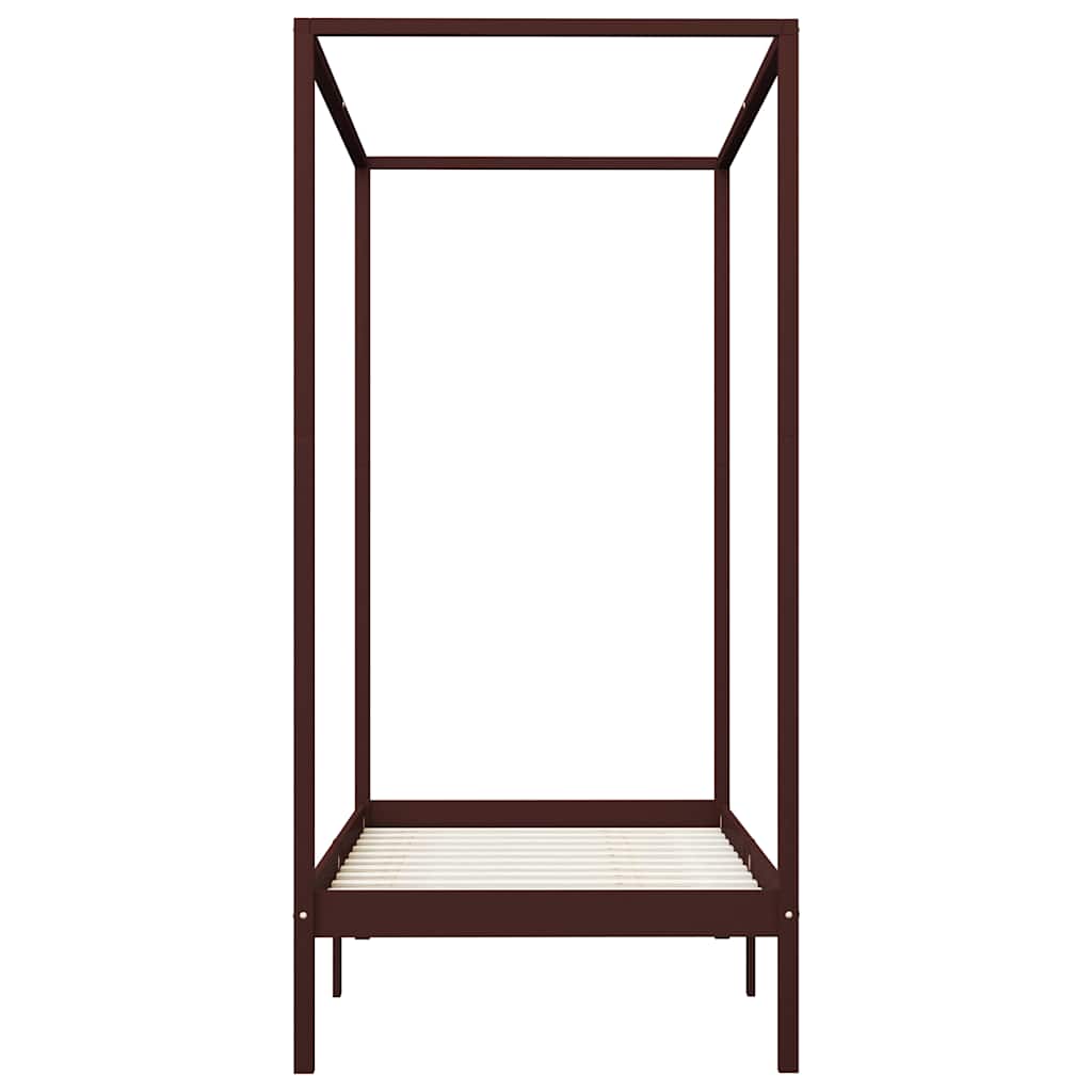Vidaxl hemelbedframe massief grenenhout donkerbruin 100x200 cm