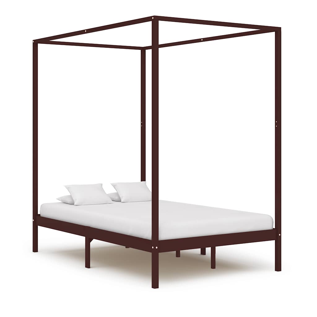 Vidaxl hemelbedframe massief grenenhout donkerbruin 120x200 cm