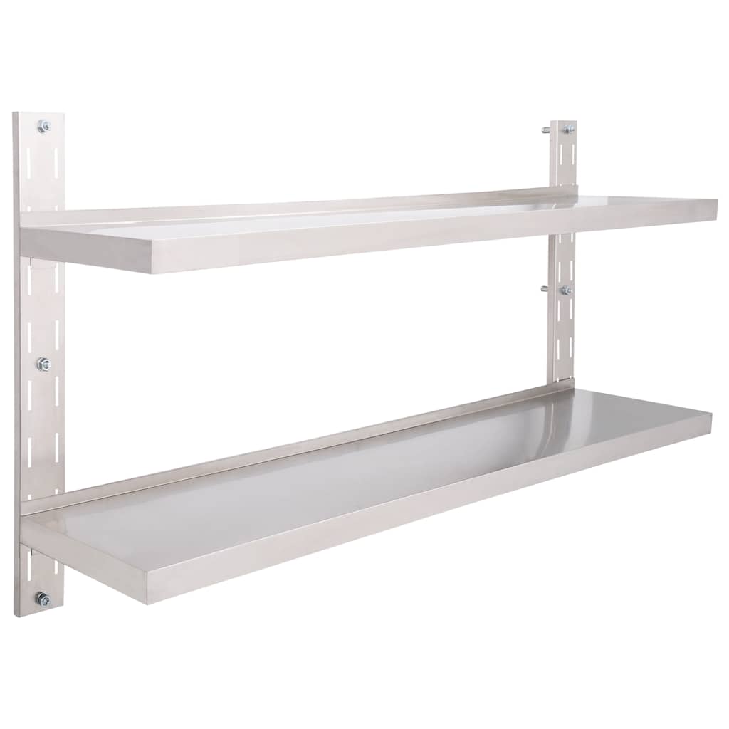 Vidaxl zwevend schap 2-laags 150x30 cm roestvrij staal