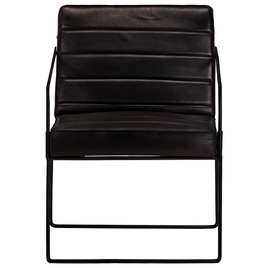 Vidaxl fauteuil echt leer zwart