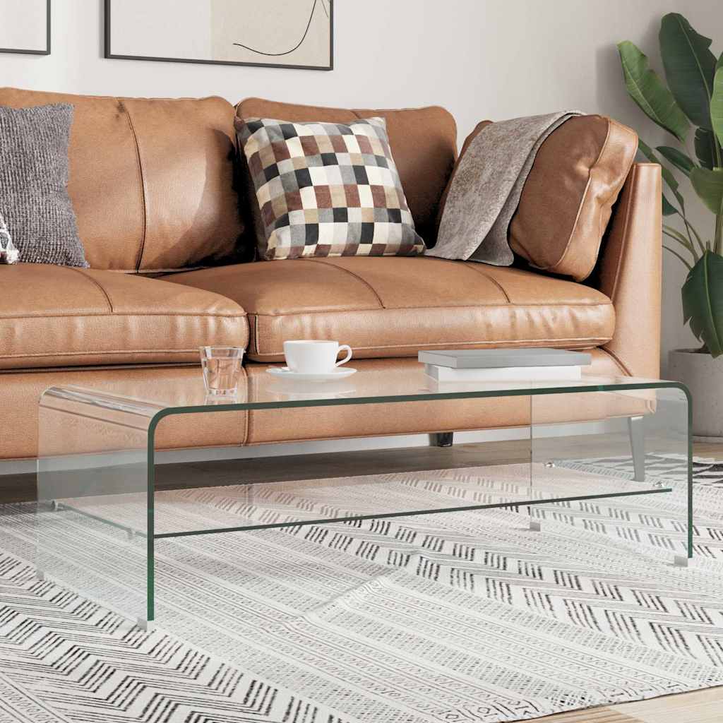Vidaxl salontafel 98x45x31 cm gehard glas transparant
