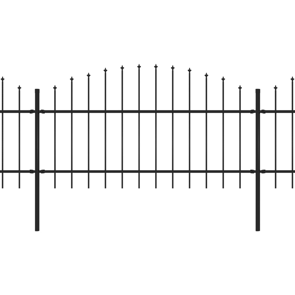 VidaXL Tuinhek met speren bovenkant (1-1,25)x11,9 m staal zwart