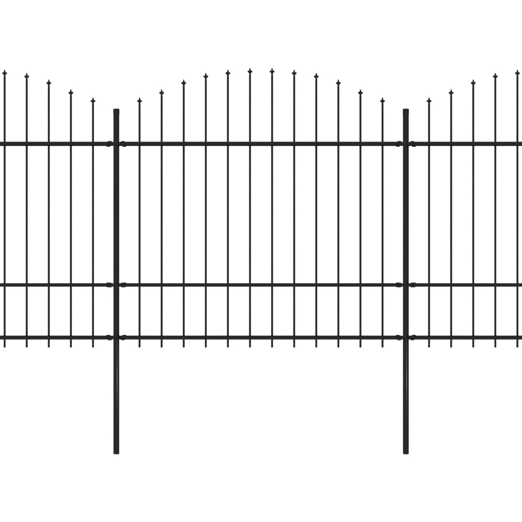 VidaXL Tuinhek met speren bovenkant (1,5-1,75)x5,1 m staal zwart