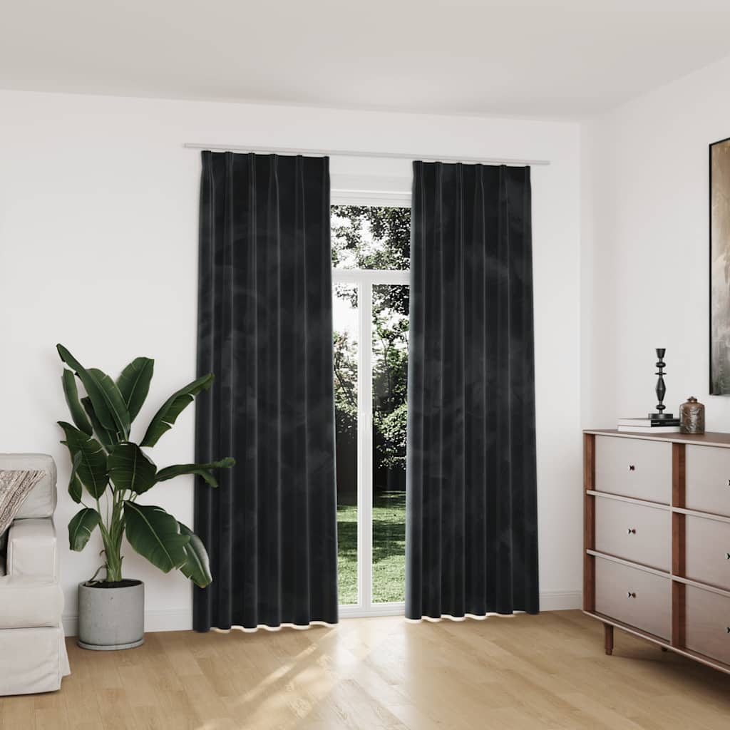 Vidaxl gordijnen verduisterend 2 st met haken 140x225 cm fluweel antraciet