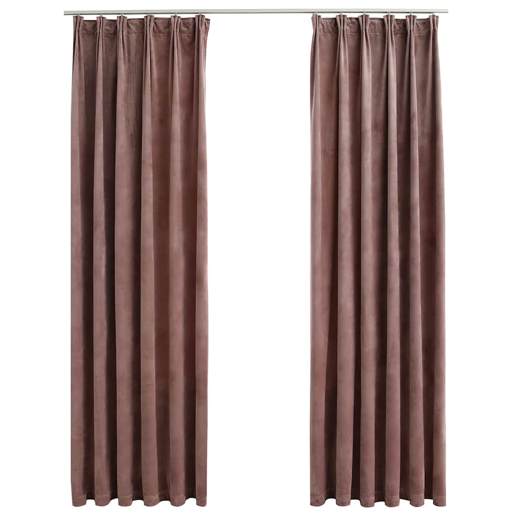 Vidaxl gordijnen verduisterend 2 st met haken 140x225 cm fluweel roze
