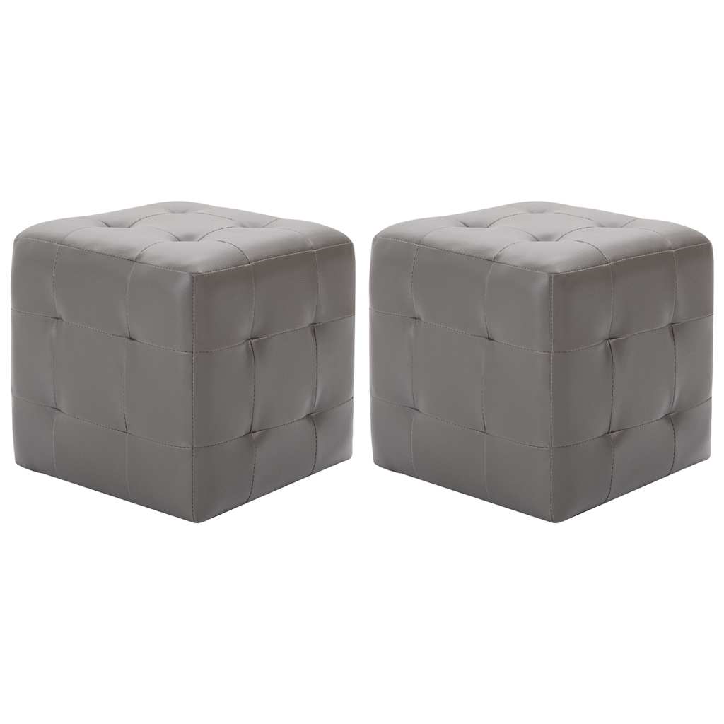 Vidaxl poef 2 st 30x30x30 cm kunstleer grijs