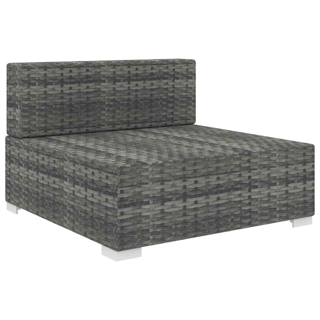 Vidaxl middenbank 1 st met kussens poly rattan grijs