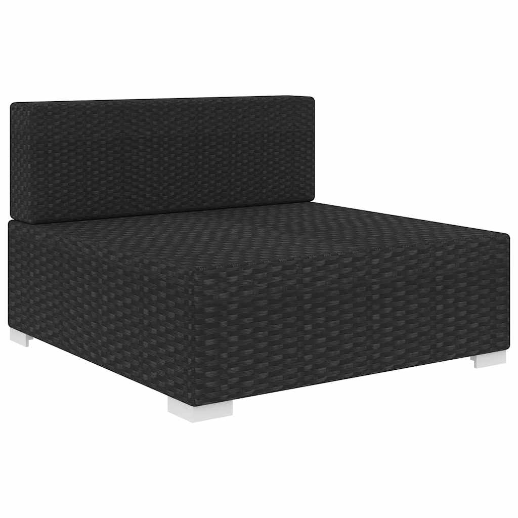 Vidaxl middenbank 1 st met kussens poly rattan zwart