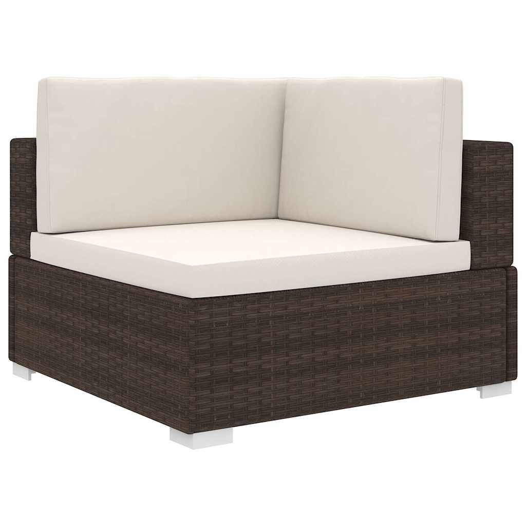 Vidaxl hoekbank 1 st met kussens poly rattan bruin
