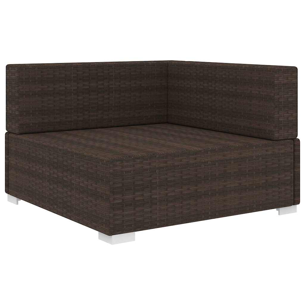Vidaxl hoekbank 1 st met kussens poly rattan bruin