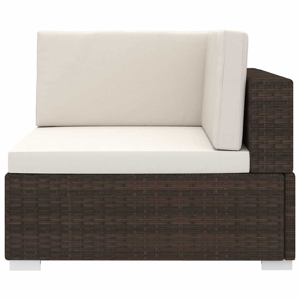 Vidaxl hoekbank 1 st met kussens poly rattan bruin