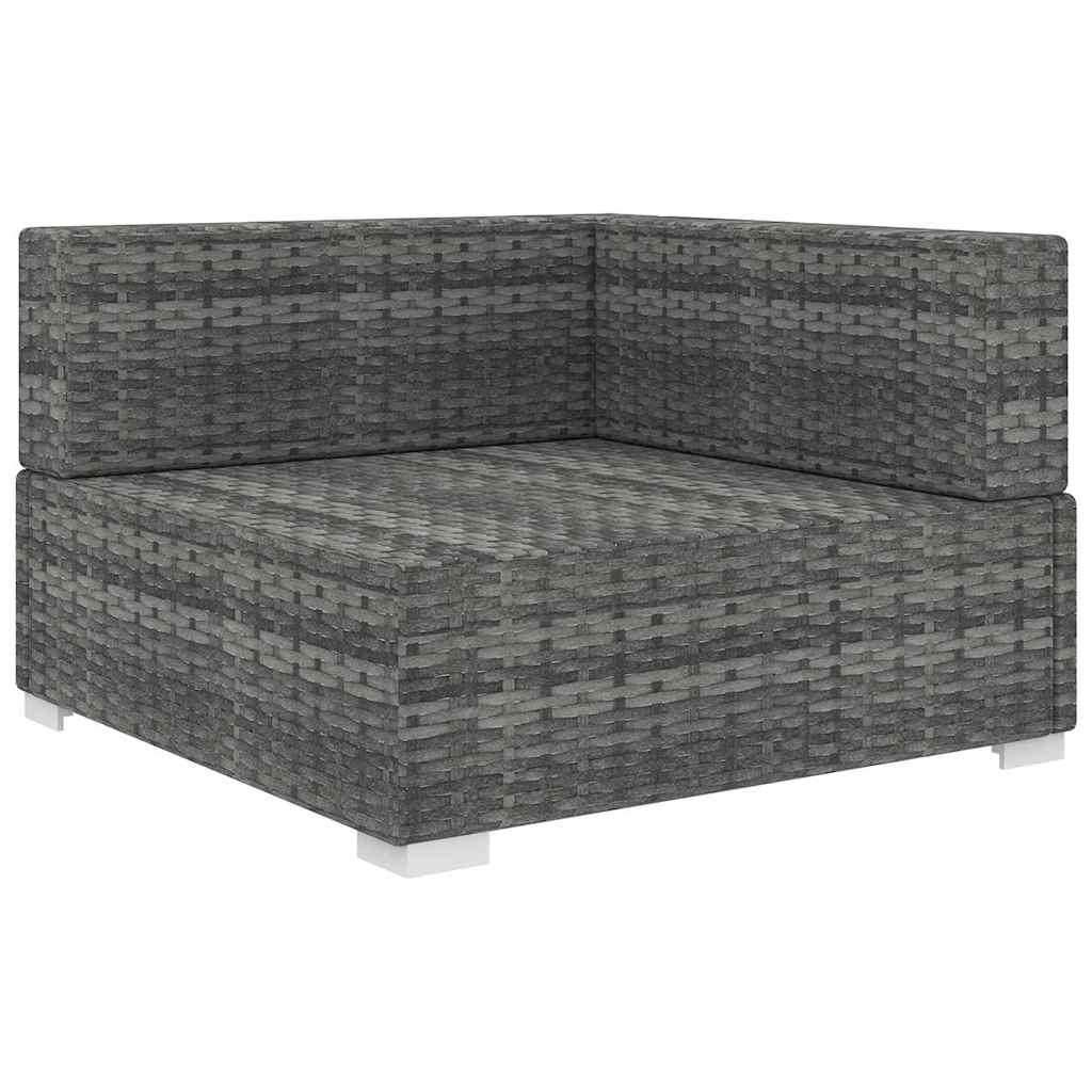 Vidaxl hoekbank 1 st met kussens poly rattan grijs