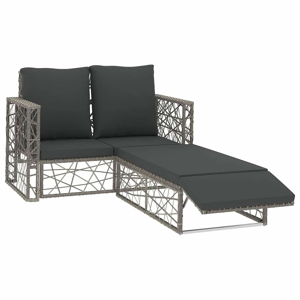Vidaxl 2-delige loungeset met kussens poly rattan grijs
