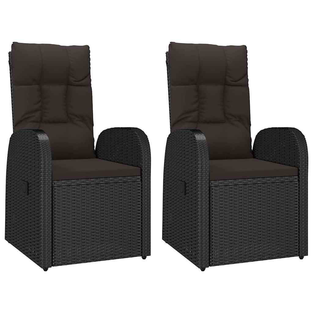 Vidaxl tuinstoelen 2 st verstelbaar met kussens poly rattan zwart
