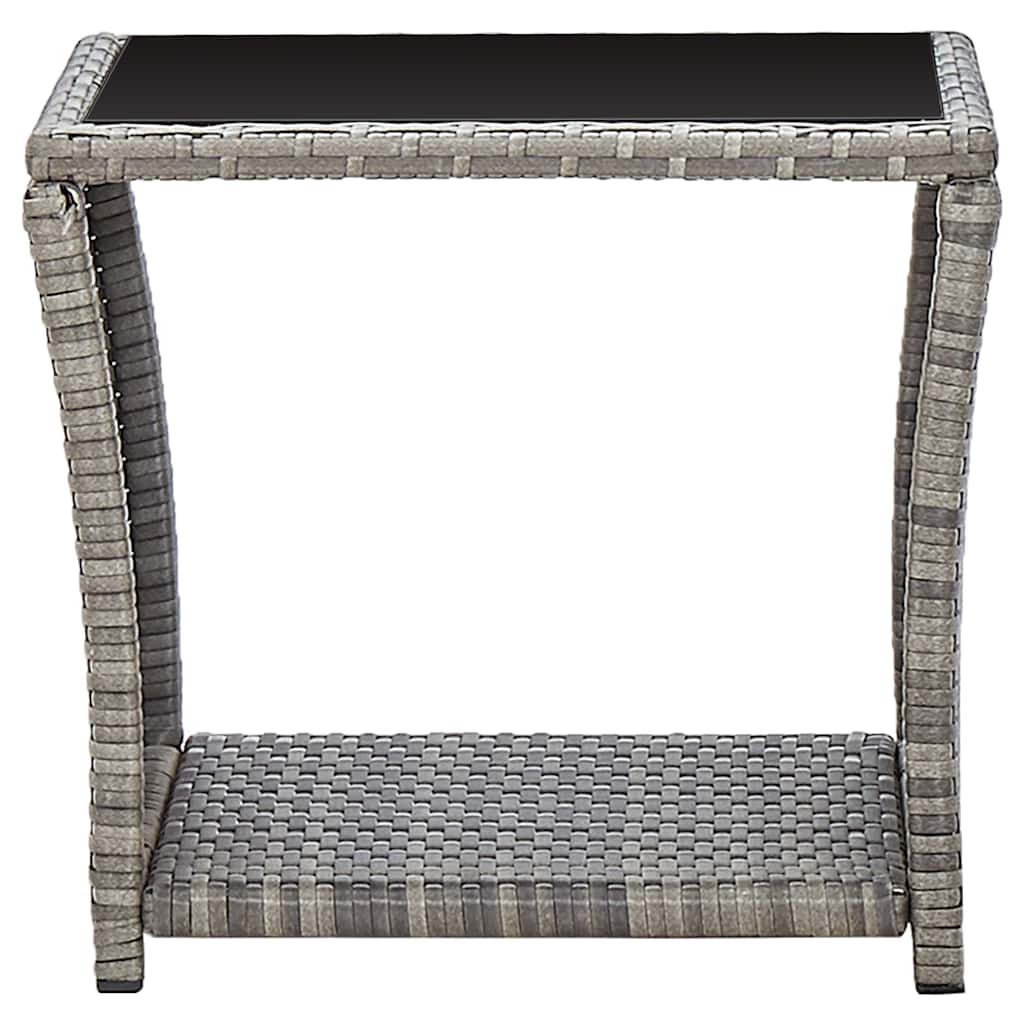 Vidaxl salontafel 45x45x40 cm poly rattan en glas grijs