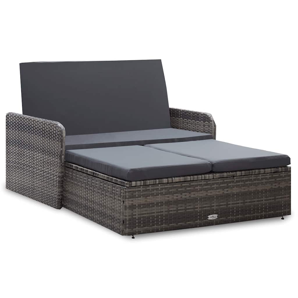 Vidaxl 2-delige loungeset met kussens poly rattan grijs