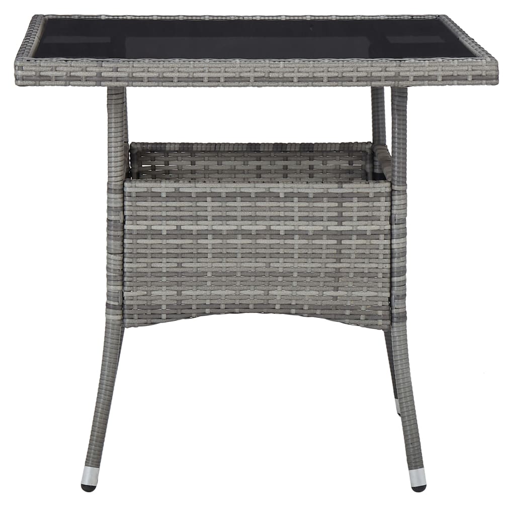 Vidaxl tuintafel poly rattan en glas grijs