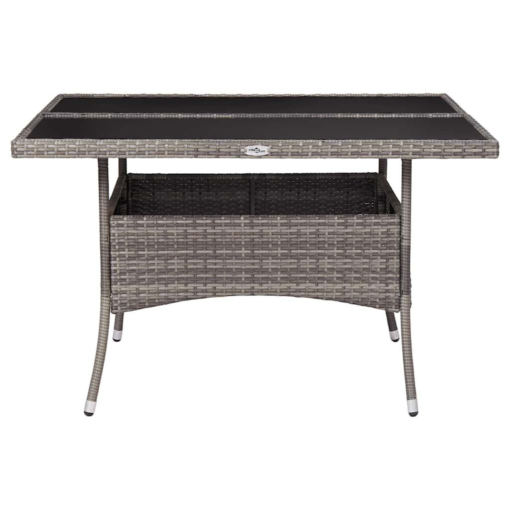 Vidaxl tuintafel poly rattan en glas grijs