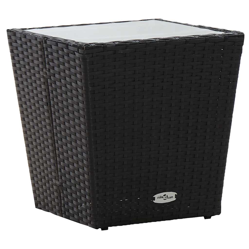 Vidaxl theetafel 41,5x41,5x43 cm poly rattan en gehard glas zwart
