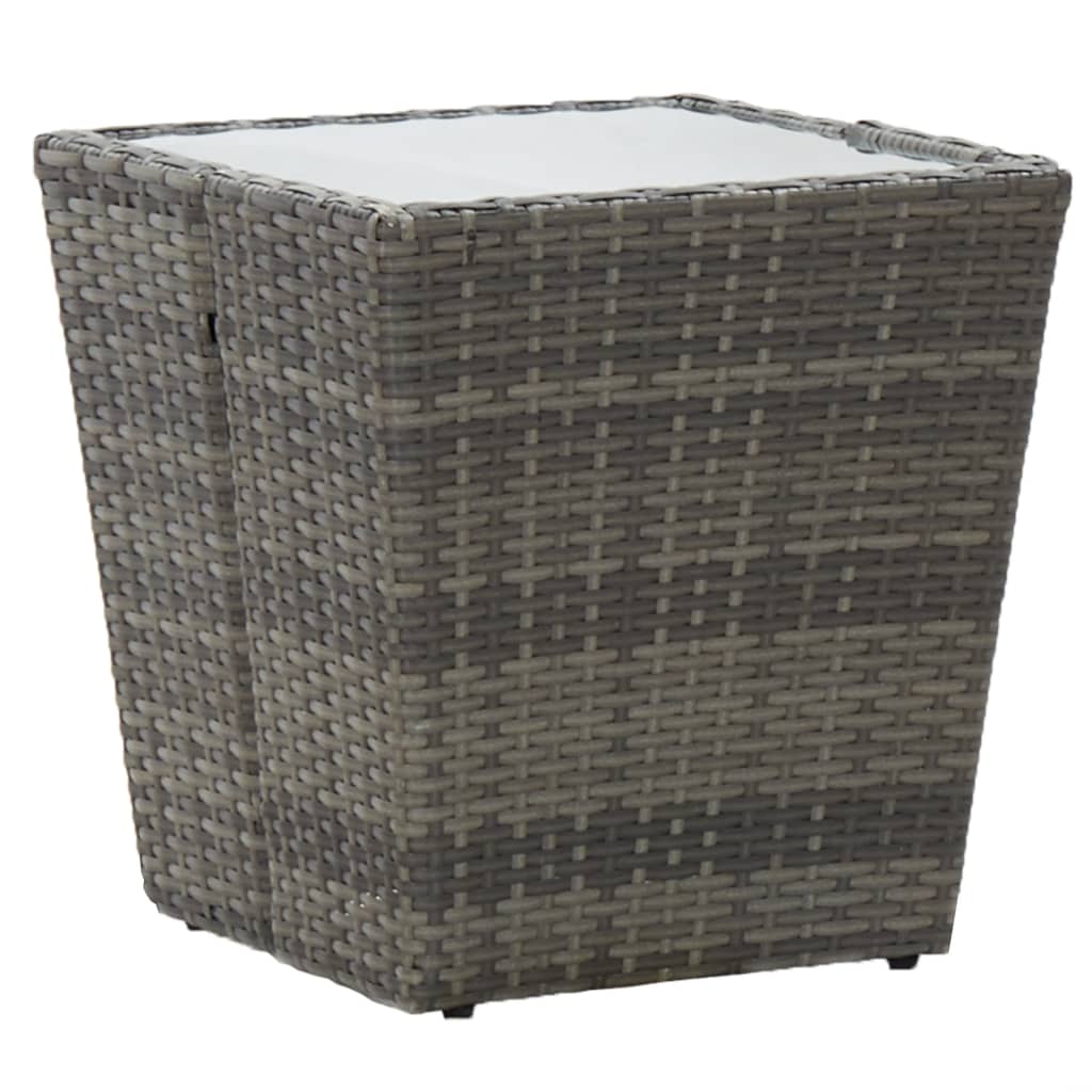Vidaxl theetafel 41,5x41,5x43 cm poly rattan en gehard glas grijs
