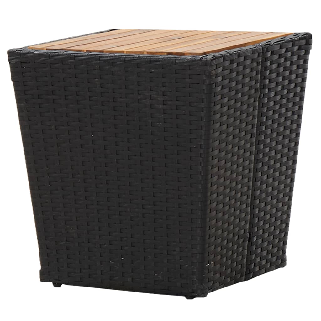 Vidaxl theetafel 41,5x41,5x43 cm poly rattan massief acaciahout zwart