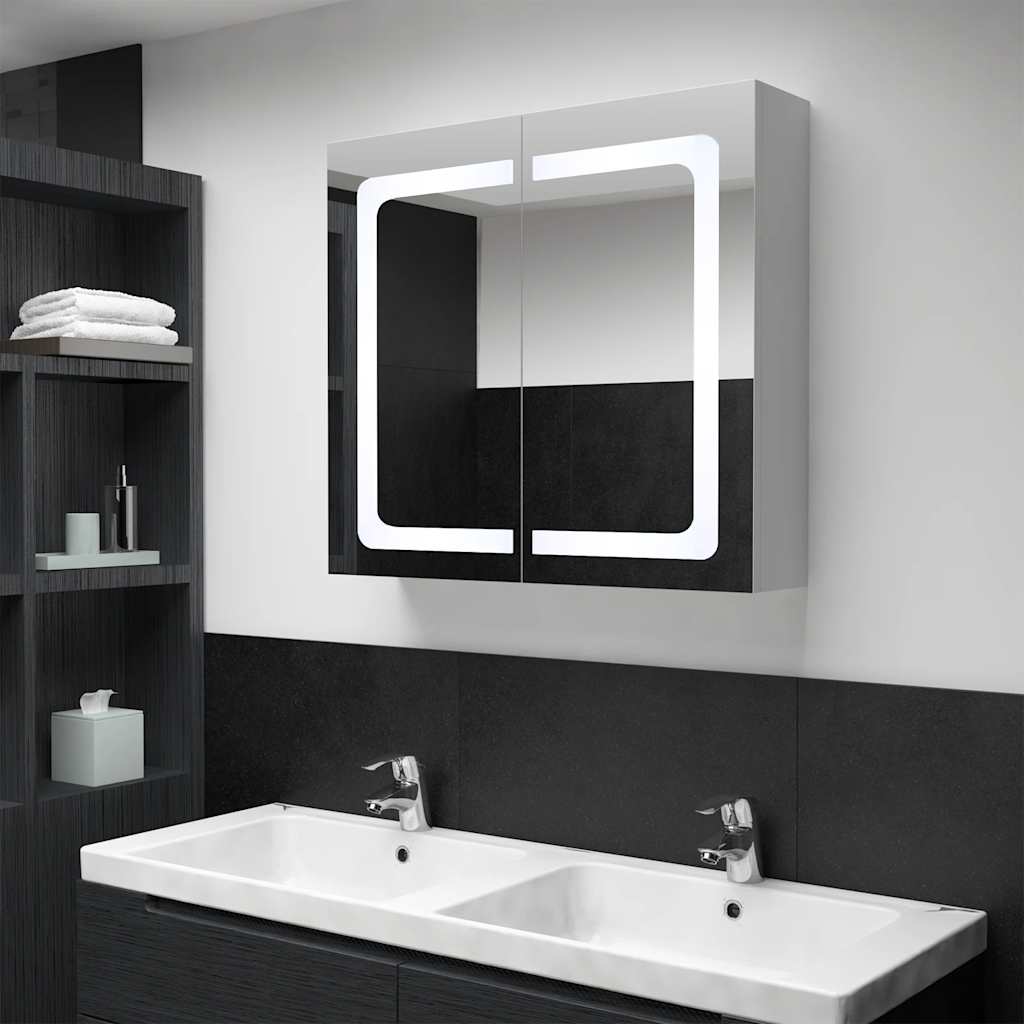 Vidaxl badkamerkast met spiegel en led 80x12,2x68 cm