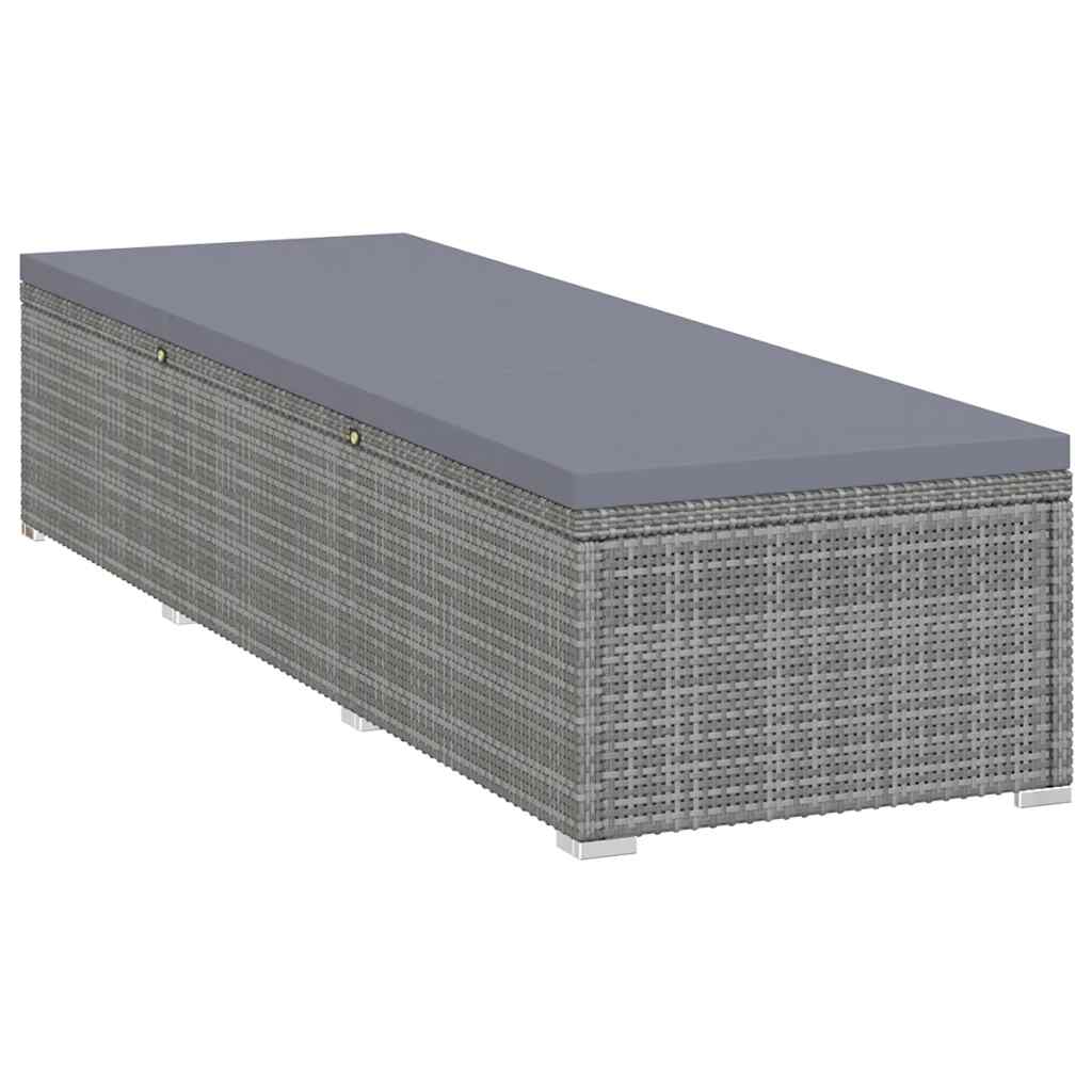 Vidaxl ligbed met kussen poly rattan grijs