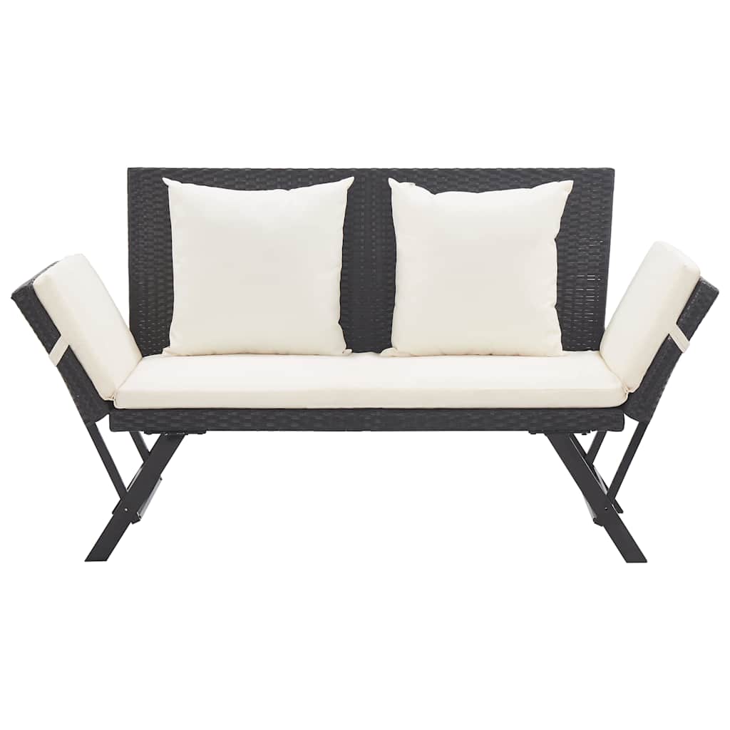 Vidaxl tuinbank met kussens 176 cm poly rattan zwart