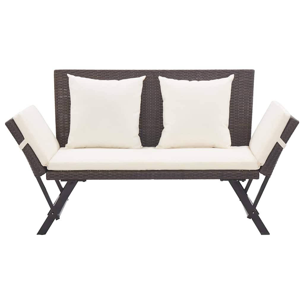 Vidaxl tuinbank met kussens 176 cm poly rattan bruin