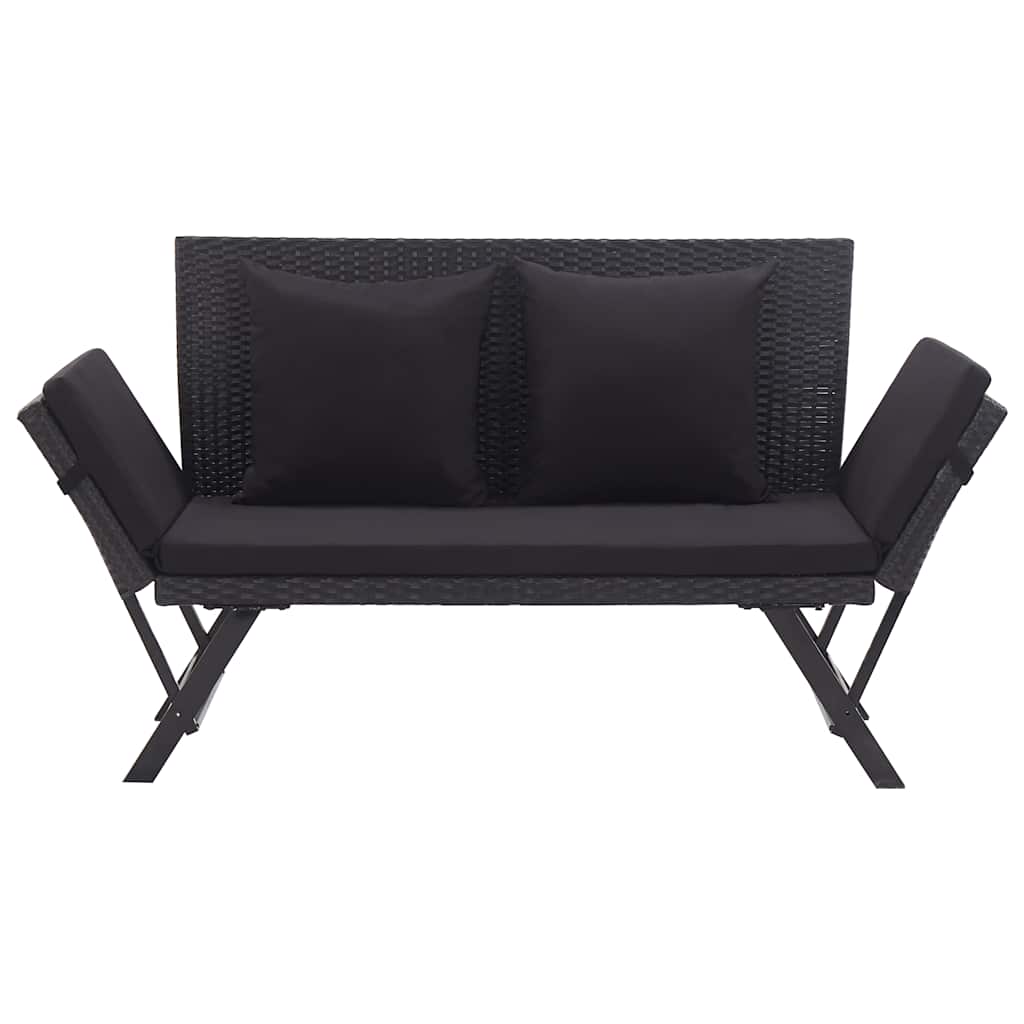 Vidaxl tuinbank met kussens 176 cm poly rattan zwart