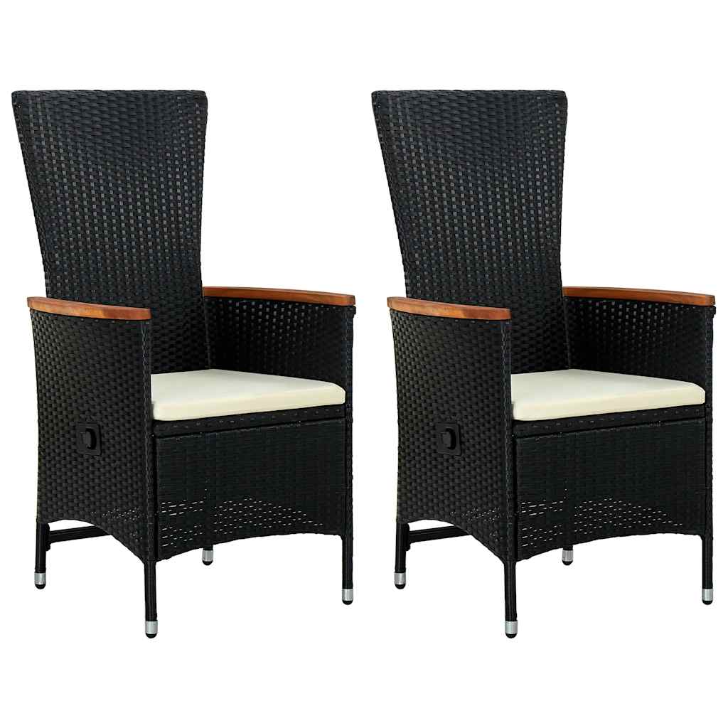 Vidaxl tuinstoelen 2 st met kussens poly rattan zwart