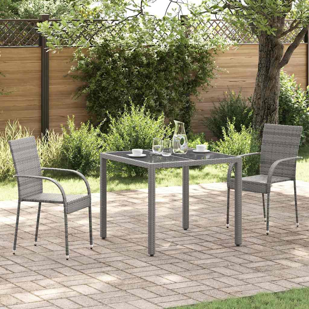 Vidaxl tuinstoelen stapelbaar 2 st poly rattan grijs