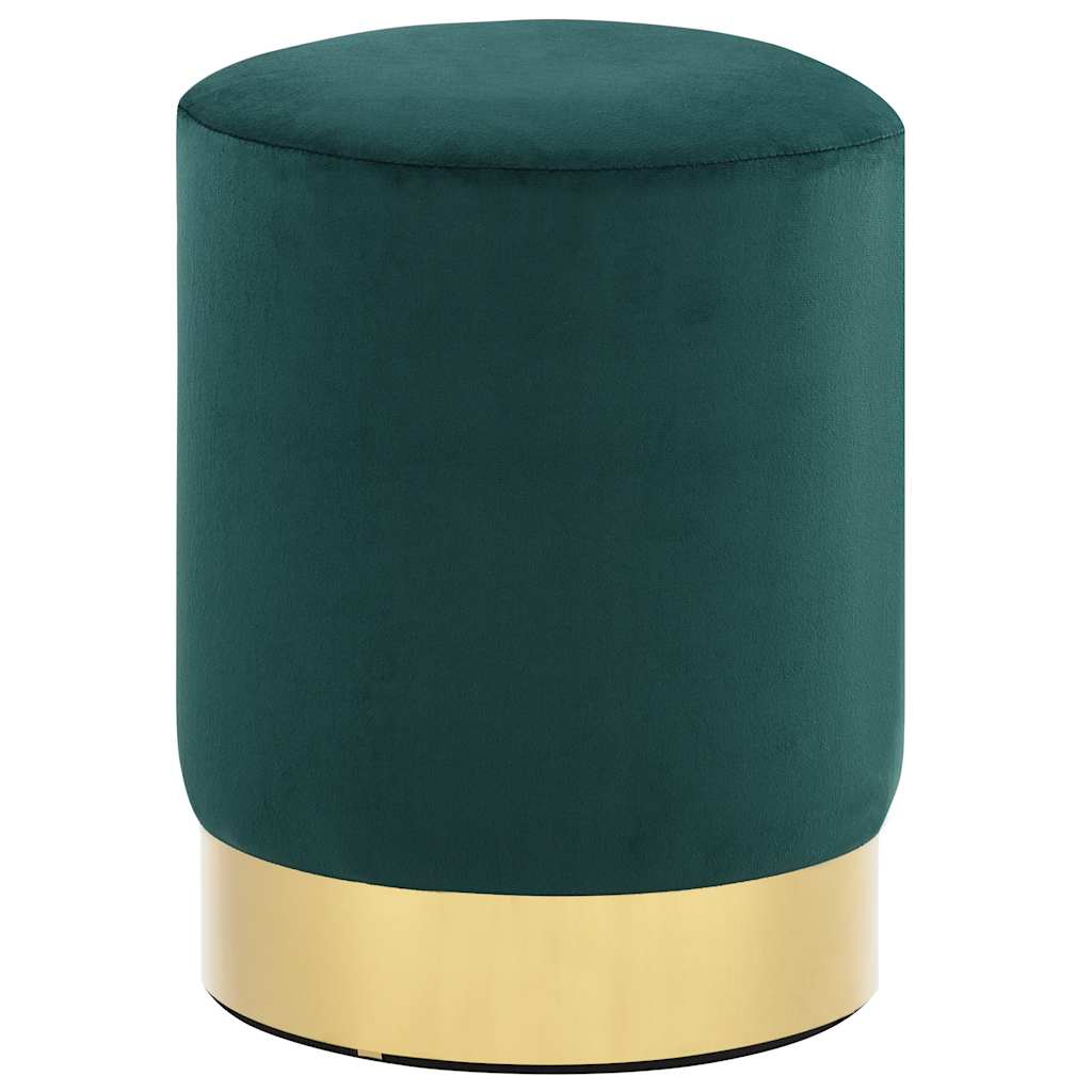 Vidaxl kruk fluweel 28 x 36 cm donkergroen en goudkleurig