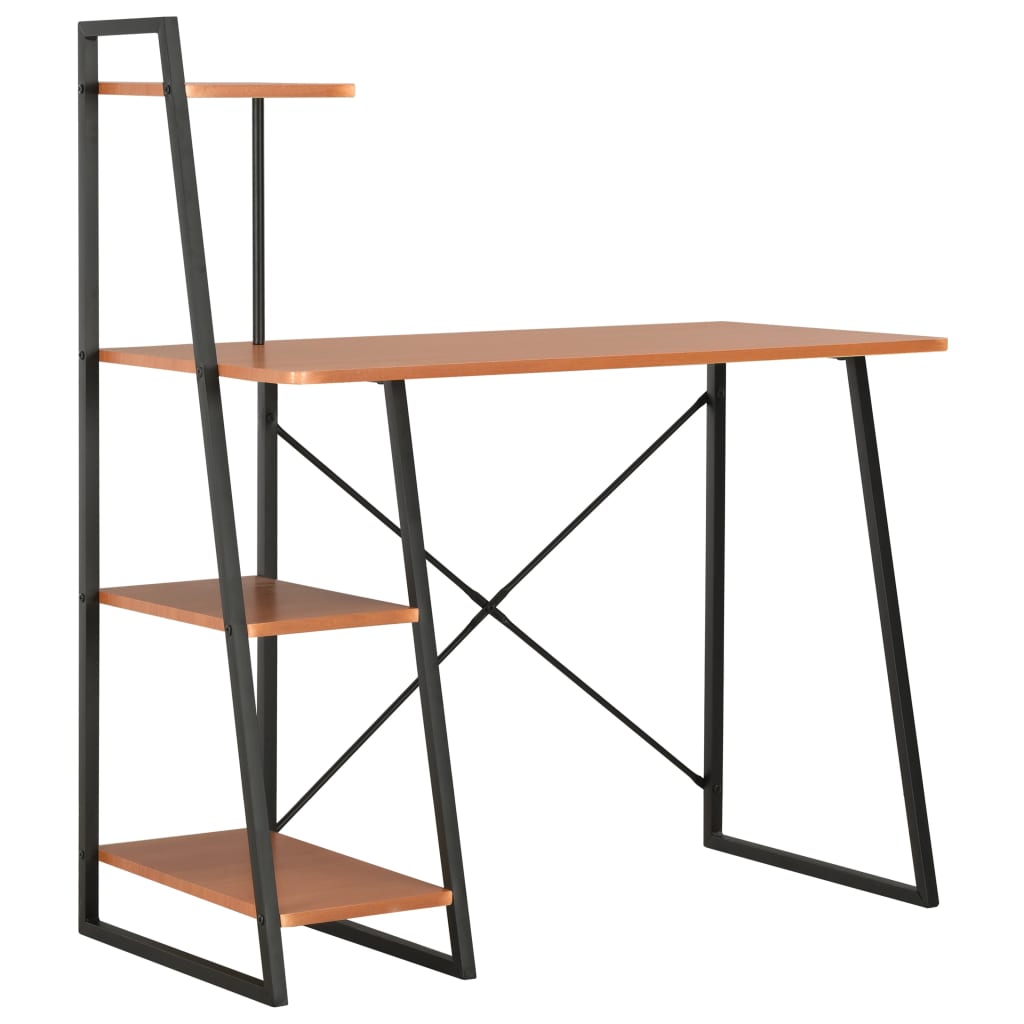 Vidaxl bureau met schappen 102x50x117 cm zwart en bruin