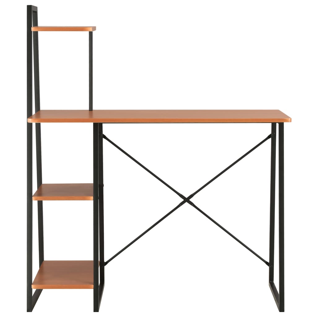 Vidaxl bureau met schappen 102x50x117 cm zwart en bruin