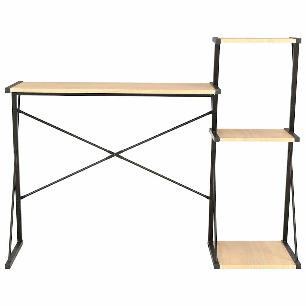 Vidaxl bureau met schap 116x50x93 cm zwart en eikenkleurig