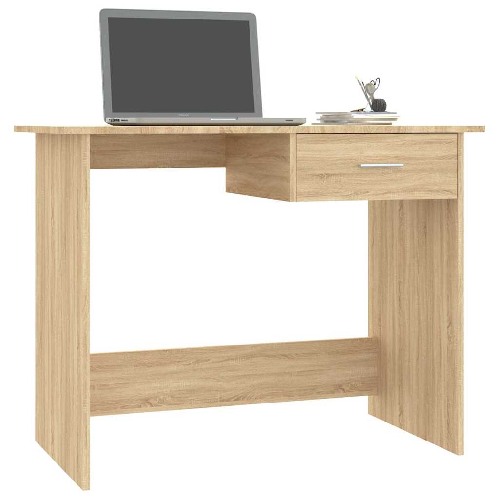 Vidaxl bureau 100x50x76 cm bewerkt hout gerookt eikenkleurig