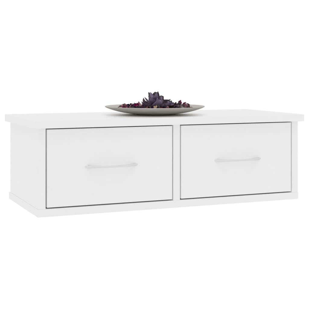 Vidaxl wandschap met lades 60x26x18,5 cm bewerkt hout wit