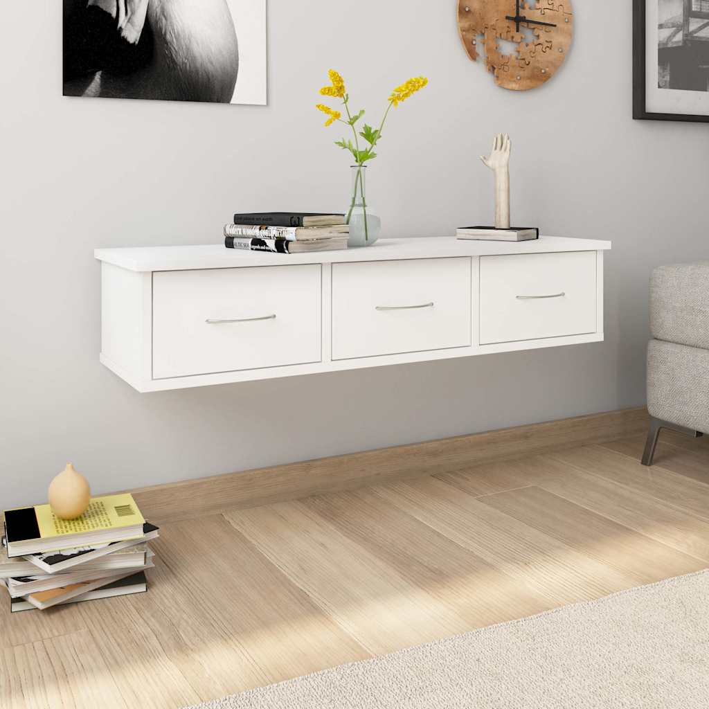 Vidaxl wandschap met lades 88x26x18,5 cm bewerkt hout wit