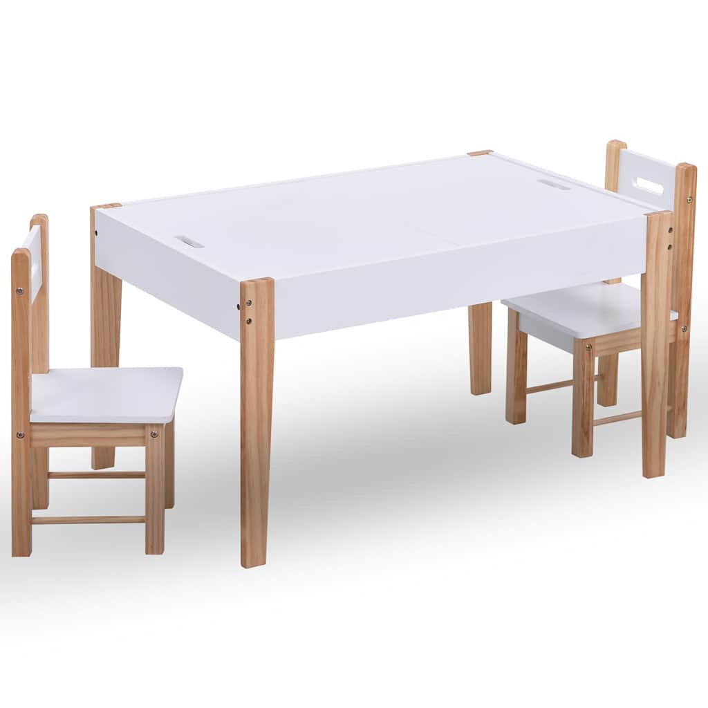 Vidaxl 3-delige kindertafel- en stoelenset krijtbord zwart en wit
