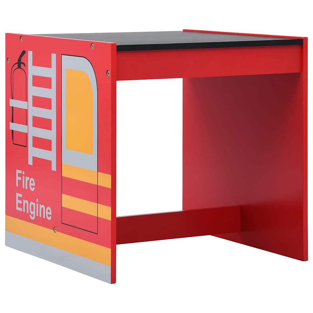 Vidaxl 3-delige kinderstoelen- en tafelset brandweerwagenontwerp hout