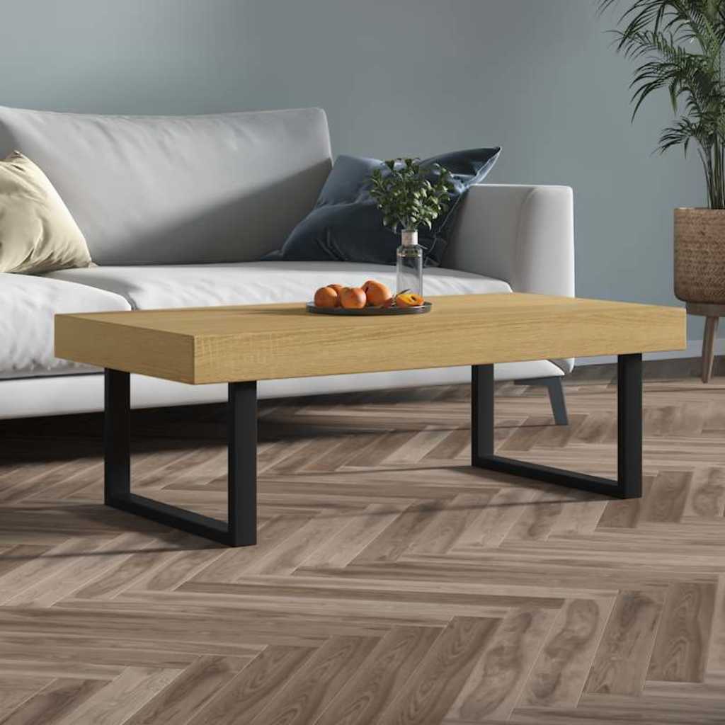 Vidaxl salontafel 120x60x40 cm mdf en ijzer lichtbruin en zwart