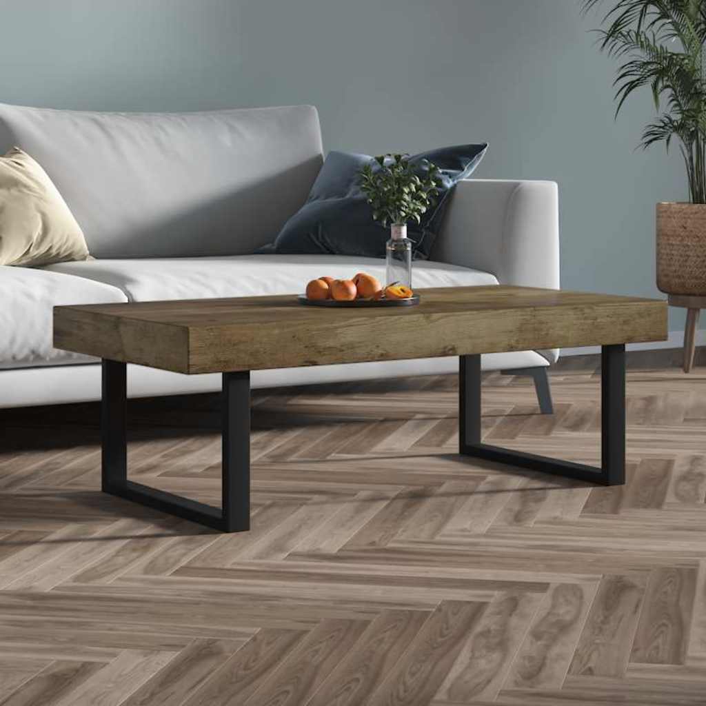Vidaxl salontafel 120x60x40 cm mdf en ijzer donkerbruin en zwart