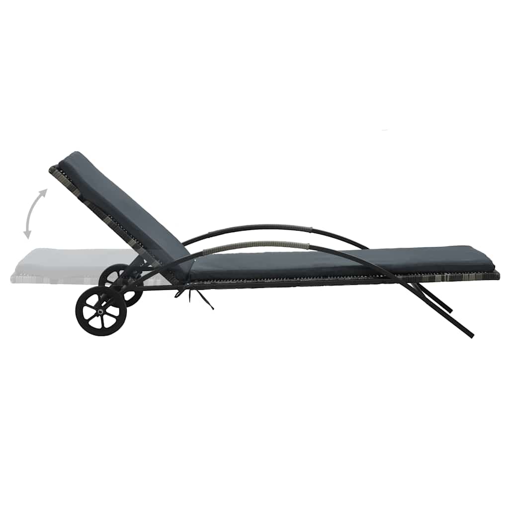 Vidaxl ligbedden met tafel poly rattan antraciet