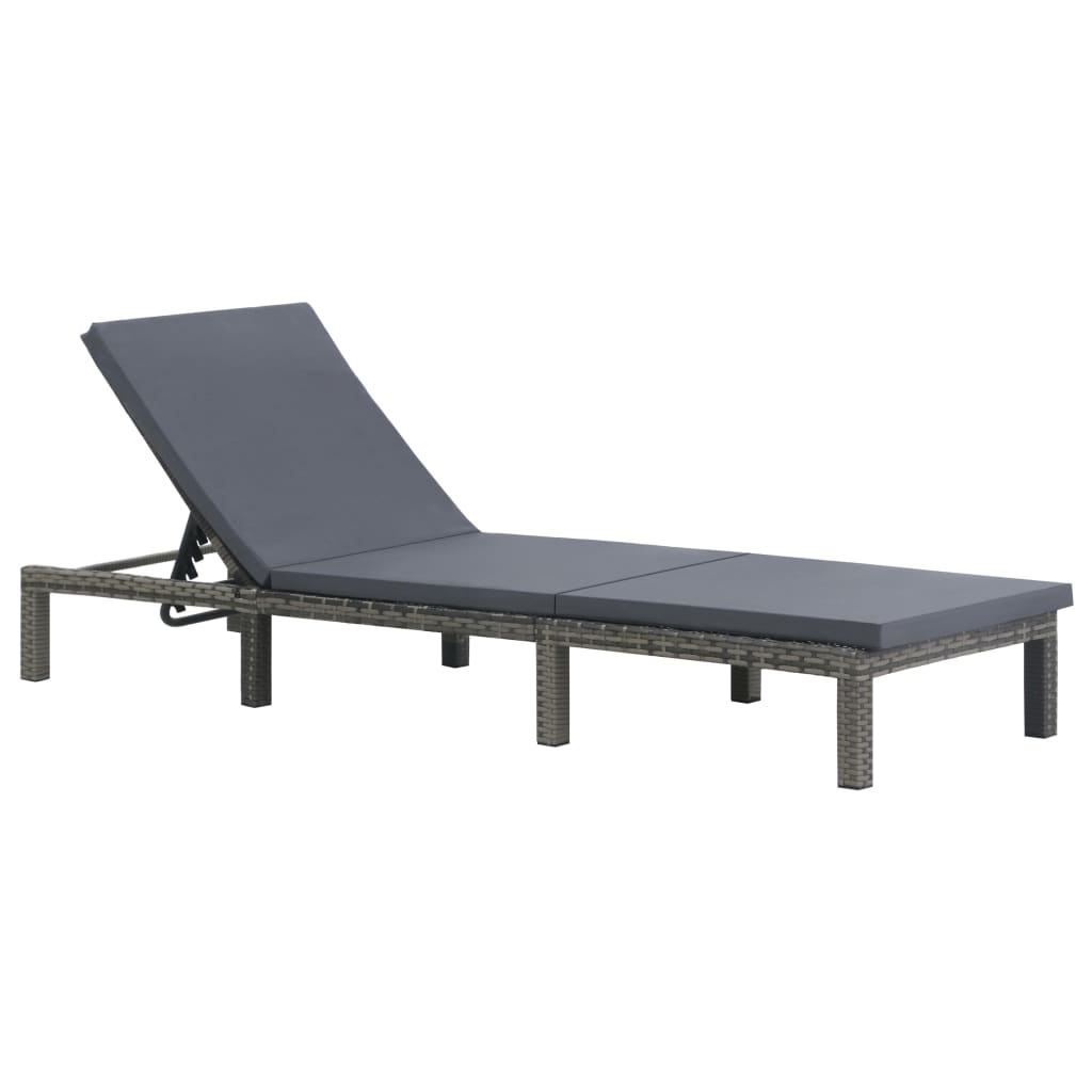 Vidaxl ligbed met kussen poly rattan antraciet