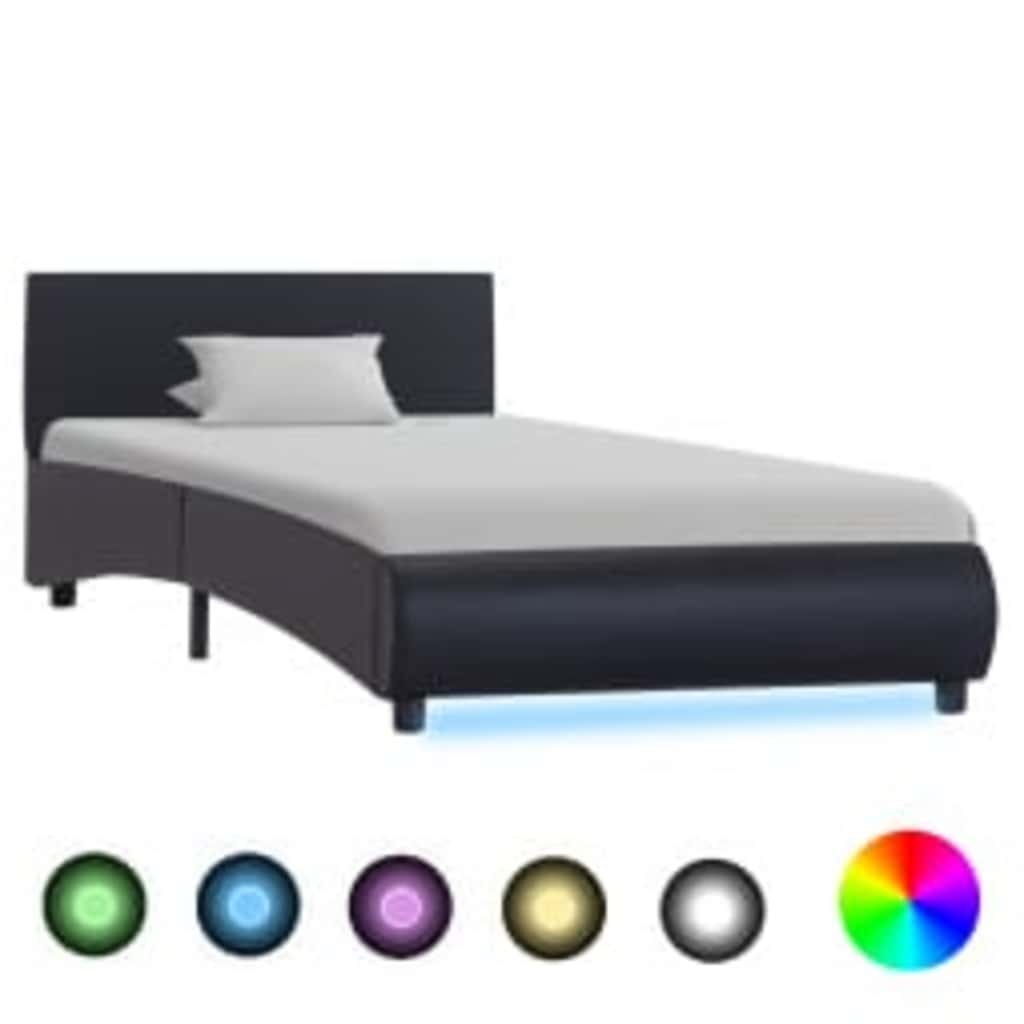 Vidaxl bedframe met led kunstleer zwart 100x200 cm