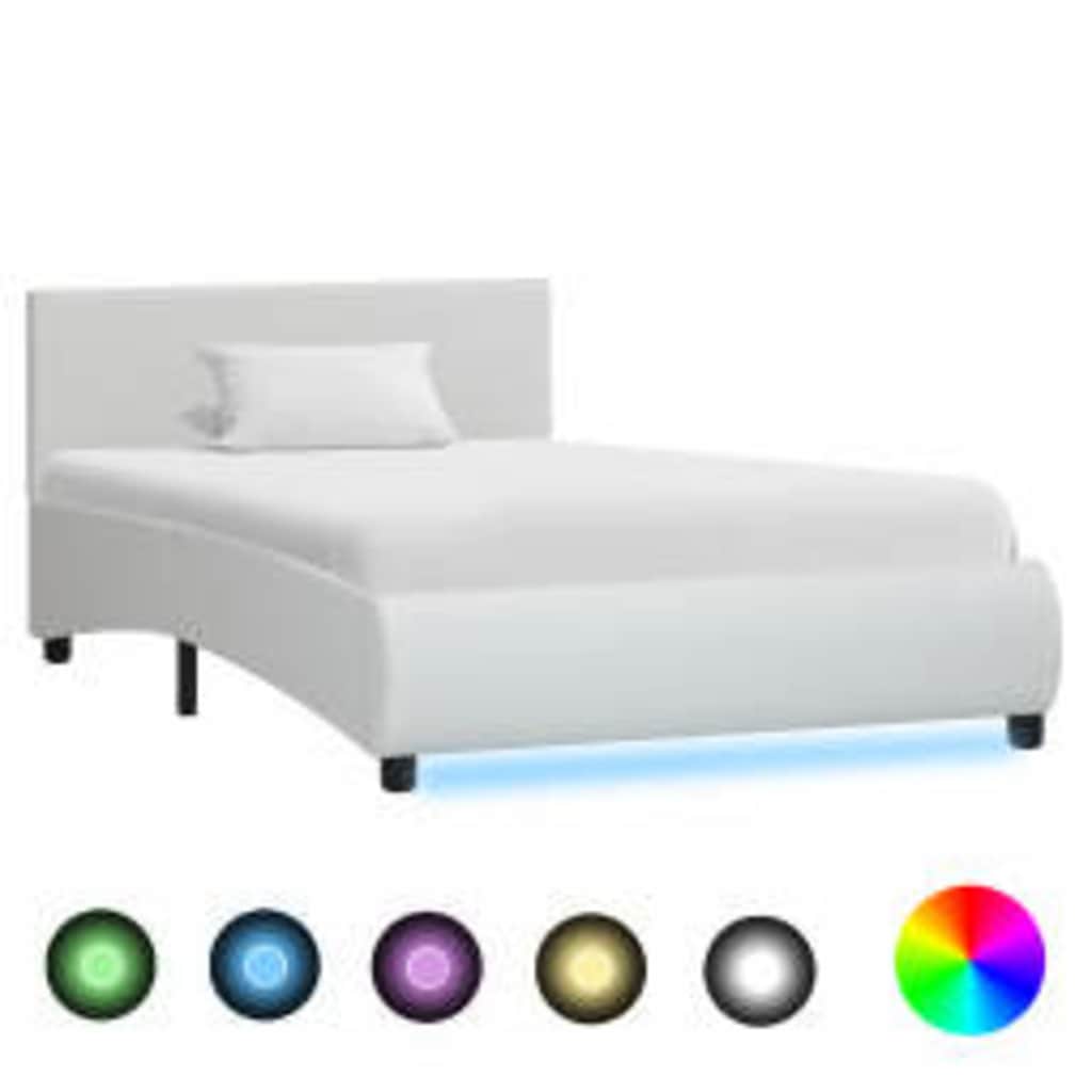 Vidaxl bedframe met led kunstleer wit 90x200 cm
