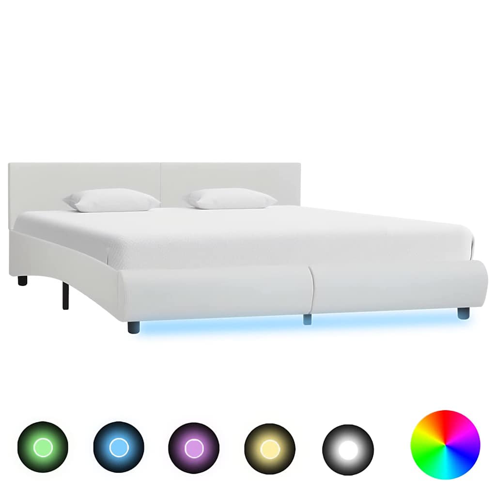 Vidaxl bedframe met led kunstleer wit 160x200 cm